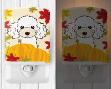 Load image into Gallery viewer, White Poodle Thanksgiving Ceramic Night Light BB2063CNL