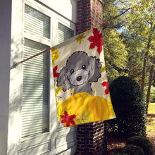 Load image into Gallery viewer, Silver Gray Poodle Thanksgiving Flag Canvas House Size BB2065CHF