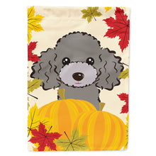Load image into Gallery viewer, Silver Gray Poodle Thanksgiving Flag Canvas House Size BB2065CHF