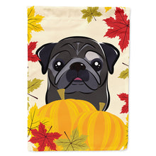 Load image into Gallery viewer, Black Pug Thanksgiving Flag Canvas House Size BB2069CHF