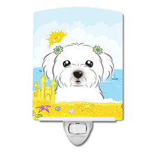 Load image into Gallery viewer, Maltese Summer Beach Ceramic Night Light BB2076CNL