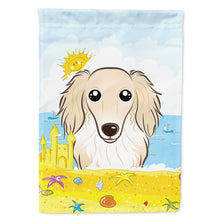Load image into Gallery viewer, Longhair Creme Dachshund Summer Beach Flag Canvas House Size BB2080CHF