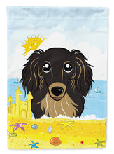 Load image into Gallery viewer, Longhair Black and Tan Dachshund Summer Beach Garden Flag – Decorative Outdoor Yard Flag BB2081GF