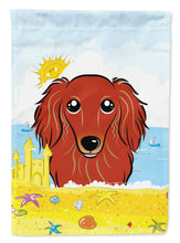 Load image into Gallery viewer, Longhair Red Dachshund Summer Beach Garden Flag – Decorative Outdoor Yard Flag BB2082GF