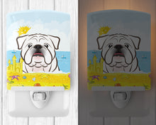 Load image into Gallery viewer, White English Bulldog  Summer Beach Ceramic Night Light BB2088CNL