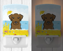 Load image into Gallery viewer, Chocolate Labrador Summer Beach Ceramic Night Light BB2102CNL