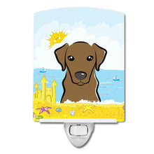 Load image into Gallery viewer, Chocolate Labrador Summer Beach Ceramic Night Light BB2102CNL