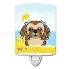 Load image into Gallery viewer, Chocolate Brown Shih Tzu Summer Beach Ceramic Night Light BB2117CNL