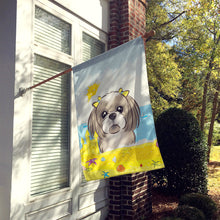 Load image into Gallery viewer, Gray Silver Shih Tzu Summer Beach Flag Canvas House Size BB2118CHF
