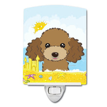 Load image into Gallery viewer, Chocolate Brown Poodle Summer Beach Ceramic Night Light BB2124CNL