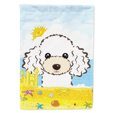 Load image into Gallery viewer, White Poodle Summer Beach Flag Canvas House Size BB2125CHF