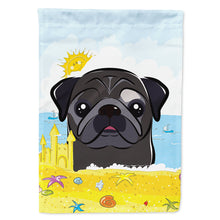 Load image into Gallery viewer, Black Pug Summer Beach Flag Canvas House Size BB2131CHF