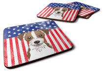 Load image into Gallery viewer, American Flag and Jack Russell Terrier Foam Coaster