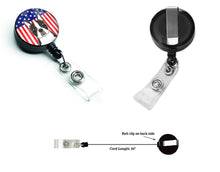 Load image into Gallery viewer, American Flag and Boston Terrier Retractable Badge Reel BB2133BR