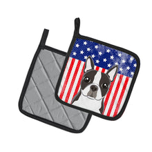 Load image into Gallery viewer, American Flag and Boston Terrier Pot Holders - Set of 2 - Heat-Resistant Kitchen Essentials BB2133PTHD