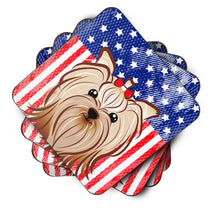 Load image into Gallery viewer, American Flag and Yorkie Yorkishire Terrier Foam Coaster