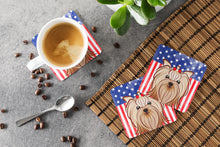 Load image into Gallery viewer, American Flag and Yorkie Yorkishire Terrier Foam Coaster