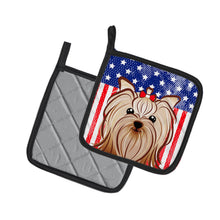 Load image into Gallery viewer, American Flag and Yorkie Yorkishire Terrier Pot Holders - Set of 2 - Heat-Resistant Kitchen Essentials BB2134PTHD