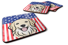 Load image into Gallery viewer, American Flag and Golden Retriever Foam Coaster