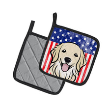 Load image into Gallery viewer, American Flag and Golden Retriever Pot Holders - Set of 2 - Heat-Resistant Kitchen Essentials BB2135PTHD