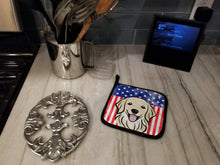 Load image into Gallery viewer, American Flag and Golden Retriever Pot Holders - Set of 2 - Heat-Resistant Kitchen Essentials BB2135PTHD