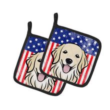Load image into Gallery viewer, American Flag and Golden Retriever Pot Holders - Set of 2 - Heat-Resistant Kitchen Essentials BB2135PTHD