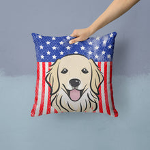 Load image into Gallery viewer, American Flag and Golden Retriever Throw Pillow - 14x14 Decorative Pillow – Art for Your Home &amp; Patio BB2135PW1414
