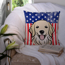 Load image into Gallery viewer, American Flag and Golden Retriever Throw Pillow - 14x14 Decorative Pillow – Art for Your Home &amp; Patio BB2135PW1414