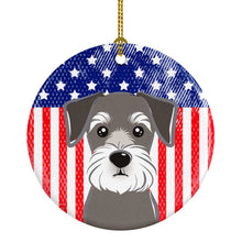 Load image into Gallery viewer, American Flag and Schnauzer Ceramic Ornament