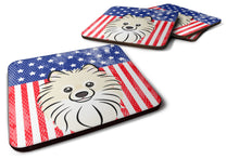 Load image into Gallery viewer, American Flag and Pomeranian Foam Coaster