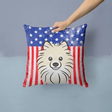 Load image into Gallery viewer, American Flag and Pomeranian Throw Pillow - 14x14 Decorative Pillow – Art for Your Home &amp; Patio BB2137PW1414