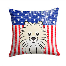 Load image into Gallery viewer, American Flag and Pomeranian Throw Pillow - 14x14 Decorative Pillow – Art for Your Home &amp; Patio BB2137PW1414