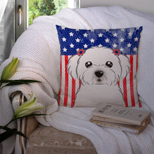 Load image into Gallery viewer, American Flag and Maltese Throw Pillow - 14x14 Decorative Pillow – Art for Your Home &amp; Patio BB2138PW1414