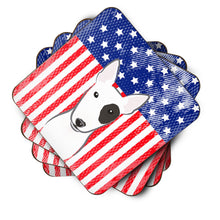 Load image into Gallery viewer, American Flag and Bull Terrier Foam Coaster
