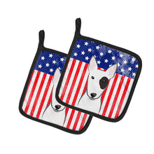 Load image into Gallery viewer, American Flag and Bull Terrier Pot Holders - Set of 2 - Heat-Resistant Kitchen Essentials BB2139PTHD