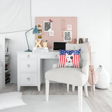 Load image into Gallery viewer, American Flag and Bull Terrier Throw Pillow - 14x14 Decorative Pillow – Art for Your Home &amp; Patio BB2139PW1414