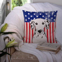 Load image into Gallery viewer, American Flag and Dalmatian Throw Pillow - 14x14 Decorative Pillow – Art for Your Home &amp; Patio BB2140PW1414
