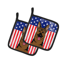 Load image into Gallery viewer, American Flag and German Shepherd Pot Holders - Set of 2 - Heat-Resistant Kitchen Essentials BB2141PTHD