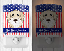 Load image into Gallery viewer, American Flag and Longhair Creme Dachshund Ceramic Night Light BB2142CNL