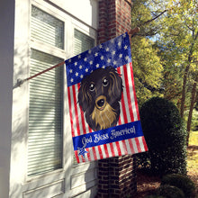 Load image into Gallery viewer, Longhair Black and Tan Dachshund Flag Canvas House Size BB2143CHF