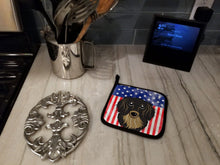 Load image into Gallery viewer, American Flag and Longhair Black and Tan Dachshund Pot Holders - Set of 2 - Heat-Resistant Kitchen Essentials BB2143PTHD