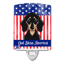Load image into Gallery viewer, American Flag and Smooth Black and Tan Dachshund Ceramic Night Light BB2145CNL