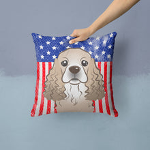 Load image into Gallery viewer, American Flag and Cocker Spaniel Throw Pillow - 14x14 Decorative Pillow – Art for Your Home &amp; Patio BB2146PW1414