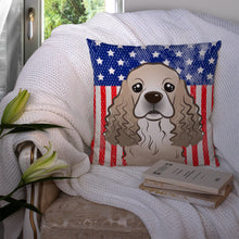 Load image into Gallery viewer, American Flag and Cocker Spaniel Throw Pillow - 14x14 Decorative Pillow – Art for Your Home &amp; Patio BB2146PW1414