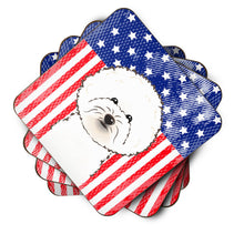Load image into Gallery viewer, American Flag and Bichon Frise Foam Coaster