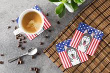 Load image into Gallery viewer, American Flag and Alaskan Malamute Foam Coaster