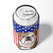 Load image into Gallery viewer, American Flag and English Bulldog  Can or Bottle Hugger BB2149CC