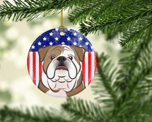 Load image into Gallery viewer, American Flag and English Bulldog Ceramic Ornament