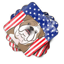 Load image into Gallery viewer, American Flag and English Bulldog  Foam Coaster