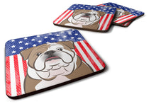 Load image into Gallery viewer, American Flag and English Bulldog  Foam Coaster